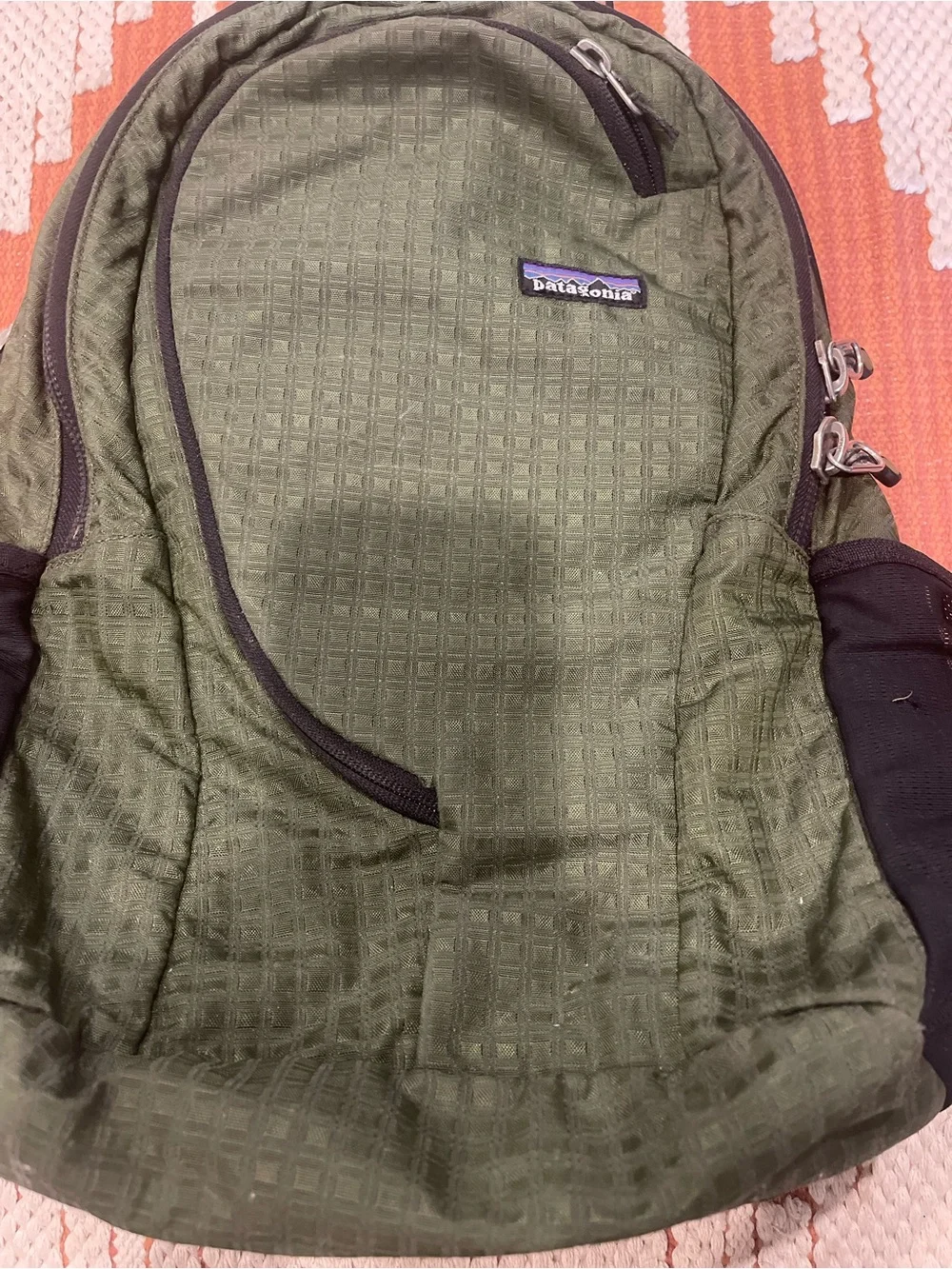 Patagonia Olive Green Ripstop Backpack with Black Accents
